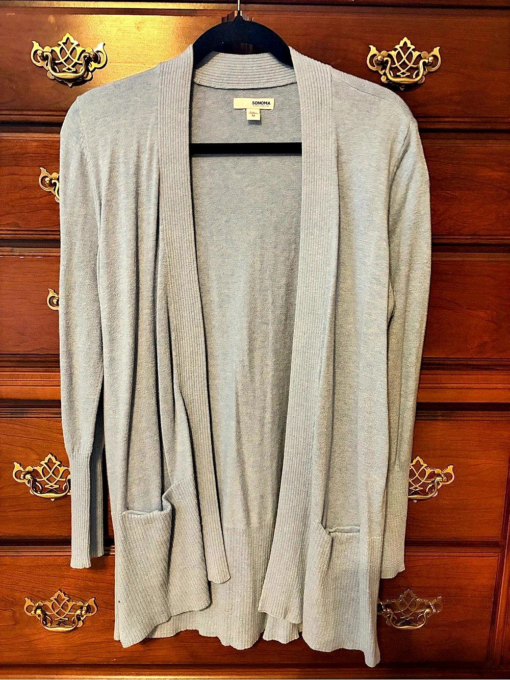 Sonoma Open Front Long Cardigan in blue Size medium Like New